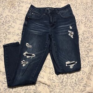 Maurices EverFlex Dark Wash Ripped Skinny Jeans